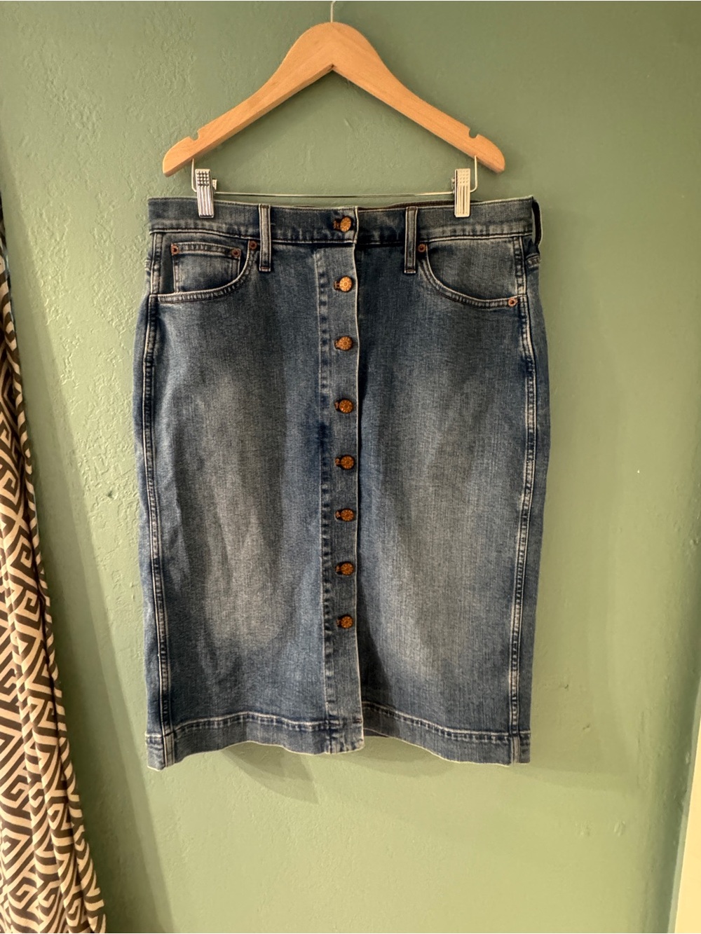 J. Crew Button-Front Medium Blue Denim Midi Skirt